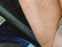 아마추어, 발, 웃긴, 야외의, 공개적인, 혼자