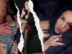 Amatéři, Brunetka, Pár, Sperma v puse, Milf žcbp, Kouření, Punčochy, Tetování