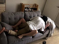 Red haired phat ass white girl young gets filled with internal cumshot from big black cock on neighbors couch while babysitting
