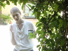 18, Hd, Lesbisk, Fitte, Rødtopp, Strømper, Trekant, Pupper