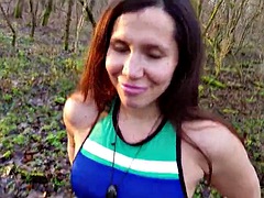 Jogging German Wife talks to Quick Cheating Outdoor Sex by Stranger