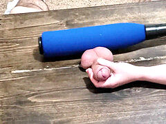 unexperienced gf tenderizes my ballsack with ballbusting. bat & paddle