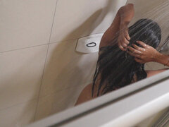 Amatéři, Asijské, Bbw, Velký zadek, Pár, Přírodní prsa, Sprcha, Thajské