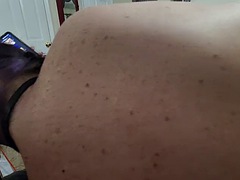 Fucking a MILF from behind while lying in bed at night in POV
