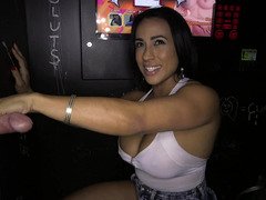 Super hot glory hole session with a cock hungry Latina bitch