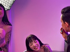 Amateur, Chica, Lesbiana, Lencería, Strapon, Adolescente, Trio, Tetas
