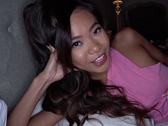 Hot Asian stepsister fucks big dick brother in a pillow fort