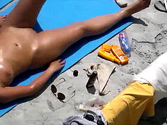 nudist duo Chillin and Fuckin In the sun At bare beach