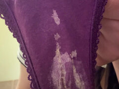 Russian Girl Shows Dirty Panties in Secretions and Unwashed Hairy