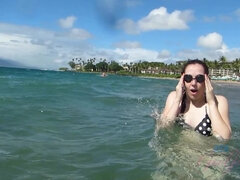 Amateur, Playa, Bikini, Novia, Peludo, Masturbación, Pov, Coño