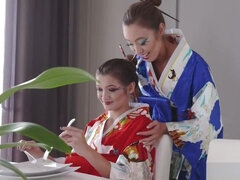 Lesbian Geishas pleasure each others pussies