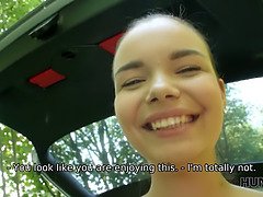 Cash-hungry hunter, girl & man get down & dirty in outdoor POV action