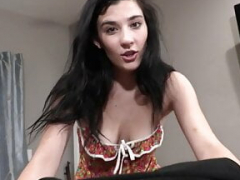 Black haired stepdaughter blows Point of view dick before taboo sex