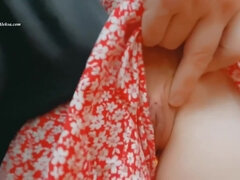 Fantasy In The Bus! Petting Girl Under Dress In The Public Place. Pick Up Girl