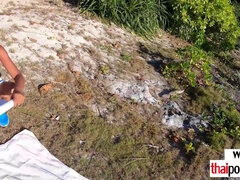 Amateur, Sucer une bite, Queue, De plein air, Petite femme, Adolescente, Thaïlandaise, Nénés