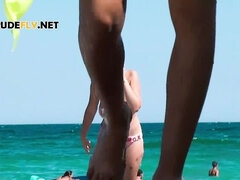 Strand, Fürdő ruha, Gesztenyebarna, Hd, Hatalmas, Érett feleség, Csupasz, Nudista