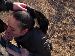 Car Ride Turns Into Blowjob And Fuck In The Woods