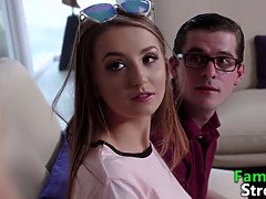 Nerdy stepsis gets a hard fuck and a beautiful stroke from her stepbro