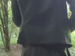 Enthousiasteling, Europees, Hakken, Ondergoed, Buiten, Shemale, Kousen