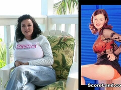 미인, 큰 엉덩이, 흑갈색 머리, 클래식, 여자, 밀프, 보지, 혼자