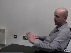 크고 아름다운 여자, 지방, 유리들, 거대한, 다른 인종간의, 괴물, 사무실, 젖가슴