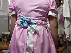 Crossdresser Patty in pink dress