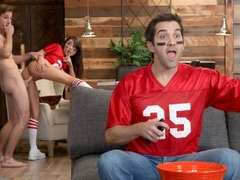 フェラチオ, 茶髪の, チアリーダー, バック, 自然山雀, オマンコ, ティーン, オッパイの