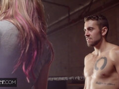 Blondynka, Obciąganie, Podwójna penetracja, Lizanie, Pornstars, Cipka, Jazda konna, Trójkąt