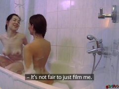 Daphne Angel takes soapy bath with Kira Zen