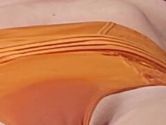 Erotic Massage Has This Busty Blonde Soaking Screaming and Squirting in Her Orange Crotchless Outfit