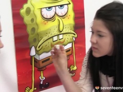 Two best friends exploring their tight bodies