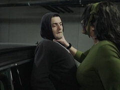 Stor svart kvinne, Kukk suging, Ansiktssperm, Tysk, Milf, Naturlige bryster, Ridning, Strømper