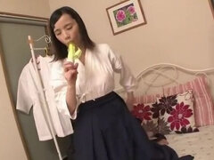 Asiático, Universidad, Consolador, Fetiche, Japonés, Solo, Tetas