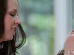 Silky Skin: gorgeous busty brunette lesbians scissoring - Samantha Hayes