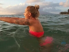 Amatør, Strand, Blond, Kjæreste, Synsvinkel, Hovne nippler, Fitte, Dusj