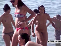 Naked inexperienced Beach Nudists Sunbathing voyeur Beach Spy web cam