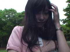 Blowjob in the forest from Japanese teen Riko Tabe