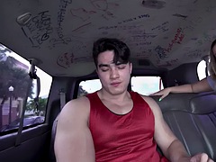 Str8 hottie picked up and paid for a gay fuck in a van