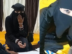 Pretty Girl in Hijab Playing with Officer's Cock for Signature