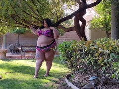 Crystal Blue - Behind The Sizzle - Fat Ass BBW Crystal blue outdoors by the pool in bikini