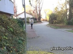 Girls in need did not think twice peeing where neighbours could see them