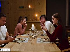 오랄섹스, 흑갈색 머리, 얼굴에, 하드코어, 대단히, 타는, 젖가슴