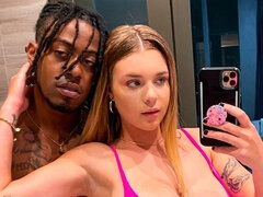 Store pupper, Svart, Kukk suging, Bakfra, Runke, Raseblandet, Milf, Tattovering